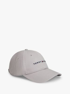 Embroidered Tommy Logo Baseball Cap, Sterling Grey
