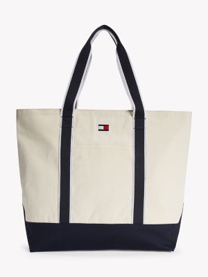 Tommy Flag Canvas Tote, Natural