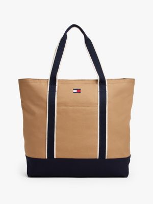 Tommy Flag Canvas Tote, Safari Canvas / Sky Captain