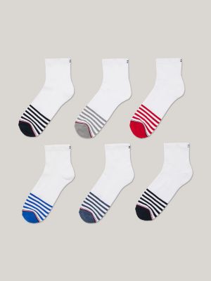 Stripe Athletic Quarter-Top Sock 6-Pack, Lucent White / Multi