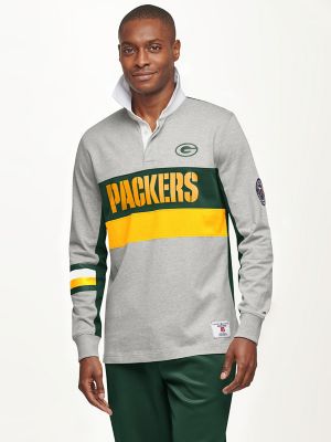 Tommy Hilfiger Men's Green Bay Packers Colorblock Rugby Grey