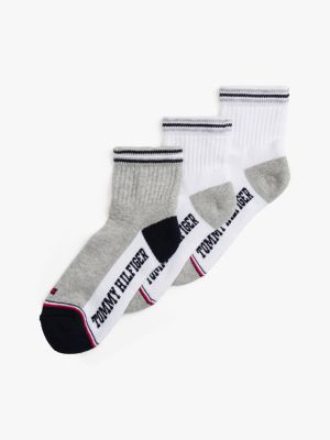Kids' Quarter Top Socks 3-Pack, Classic White / Academy Grey Heather