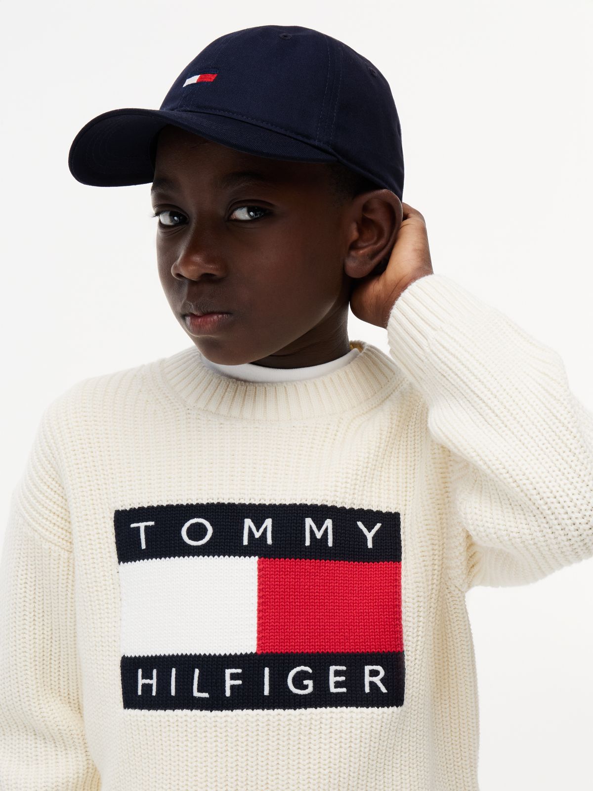 Kids' Embroidered Flag Logo Baseball Cap — Space Blue