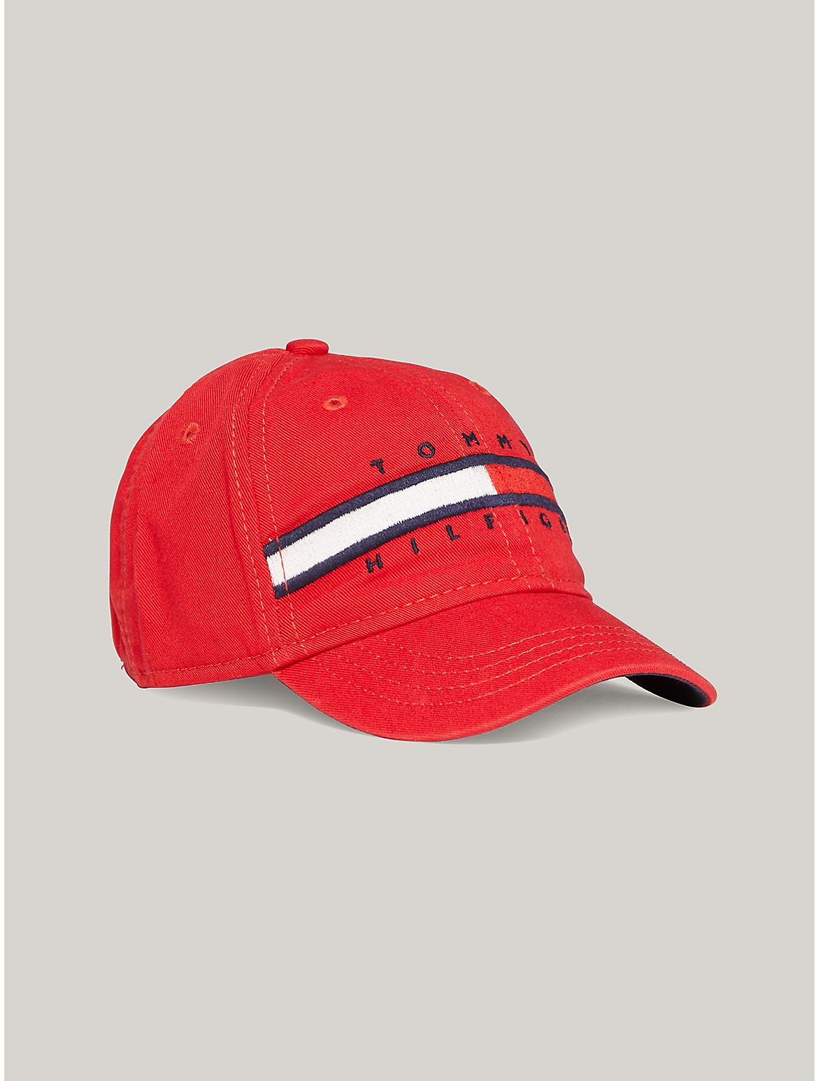 Tommy Hilfiger Kids' Flag Stripe Logo Baseball Cap - Red - L