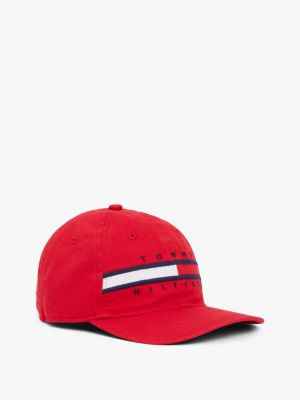 Kids' Flag Stripe Logo Baseball Cap, Apple Red