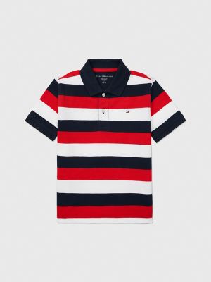 Kids' Block Stripe Polo, Navy