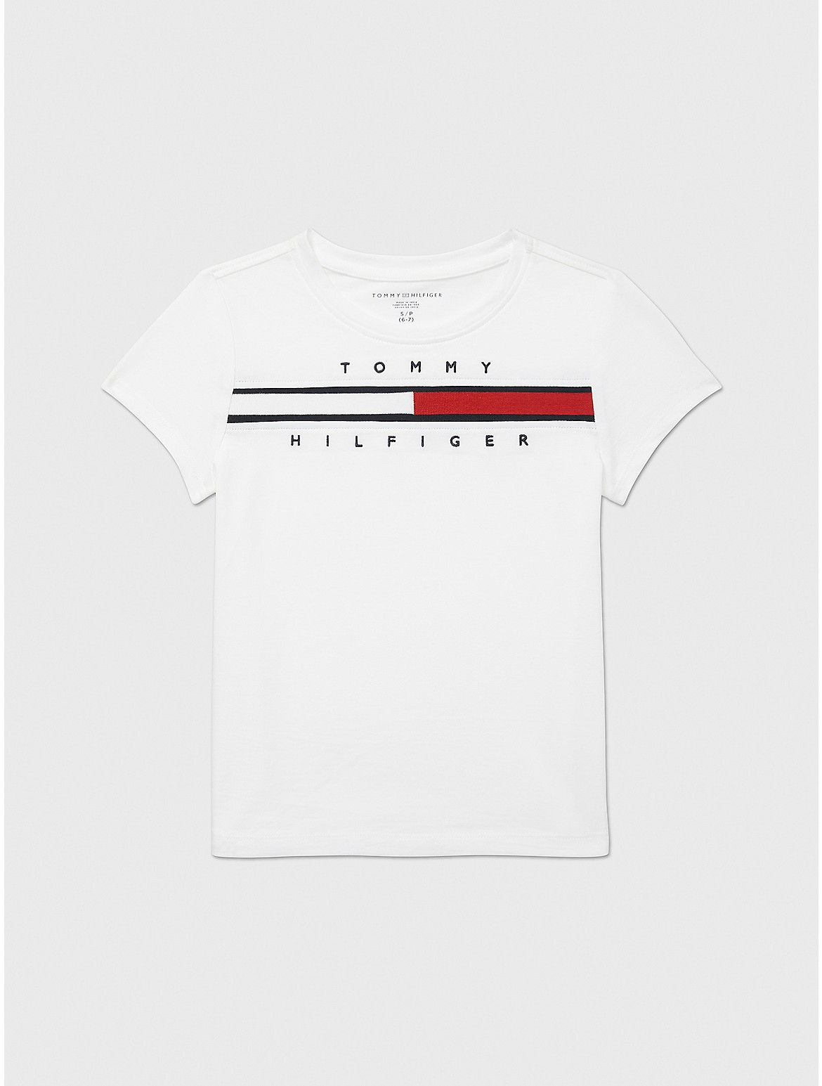 Tommy Hilfiger Girls' Kids' Embroidered Flag Logo T-Shirt
