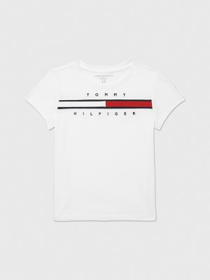 Kids' Embroidered Flag Logo T-Shirt, Fresh White