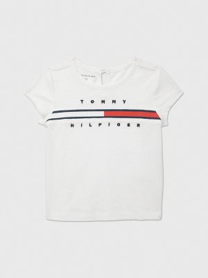 Babies' Embroidered Flag Logo T-Shirt, Fresh White