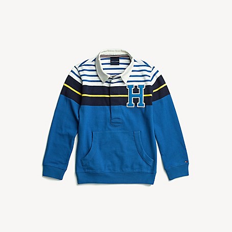 Tommy Hilfiger Boy's Adaptive Colorblock H Rugby, Turkish Sea, one size