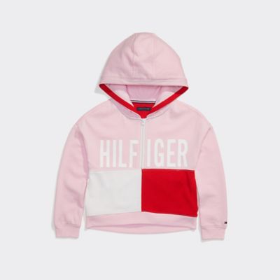 tommy hilfiger red hoodie with flags