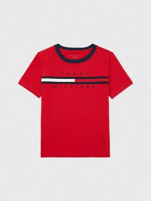 Kids' Flag Stripe Logo T-Shirt, Primary Red