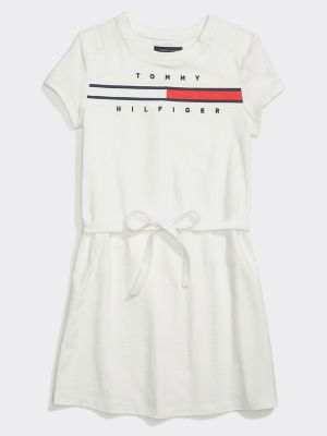 Kids' Signature Stripe Dress, Classic White