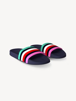 Tommy Hilfiger Boy's Kids Logo Stripe Flip Flop Hollywood Pink/ Peacoat - 4T
