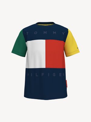 Tommy Hilfiger Boy's Kids Colorblock T-Shirt Peacoat/ Multi - L