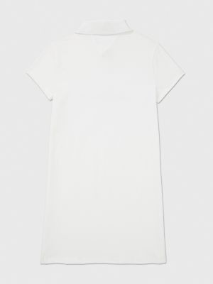 Kids' Embroidered Tommy Logo Polo Dress, Fresh White