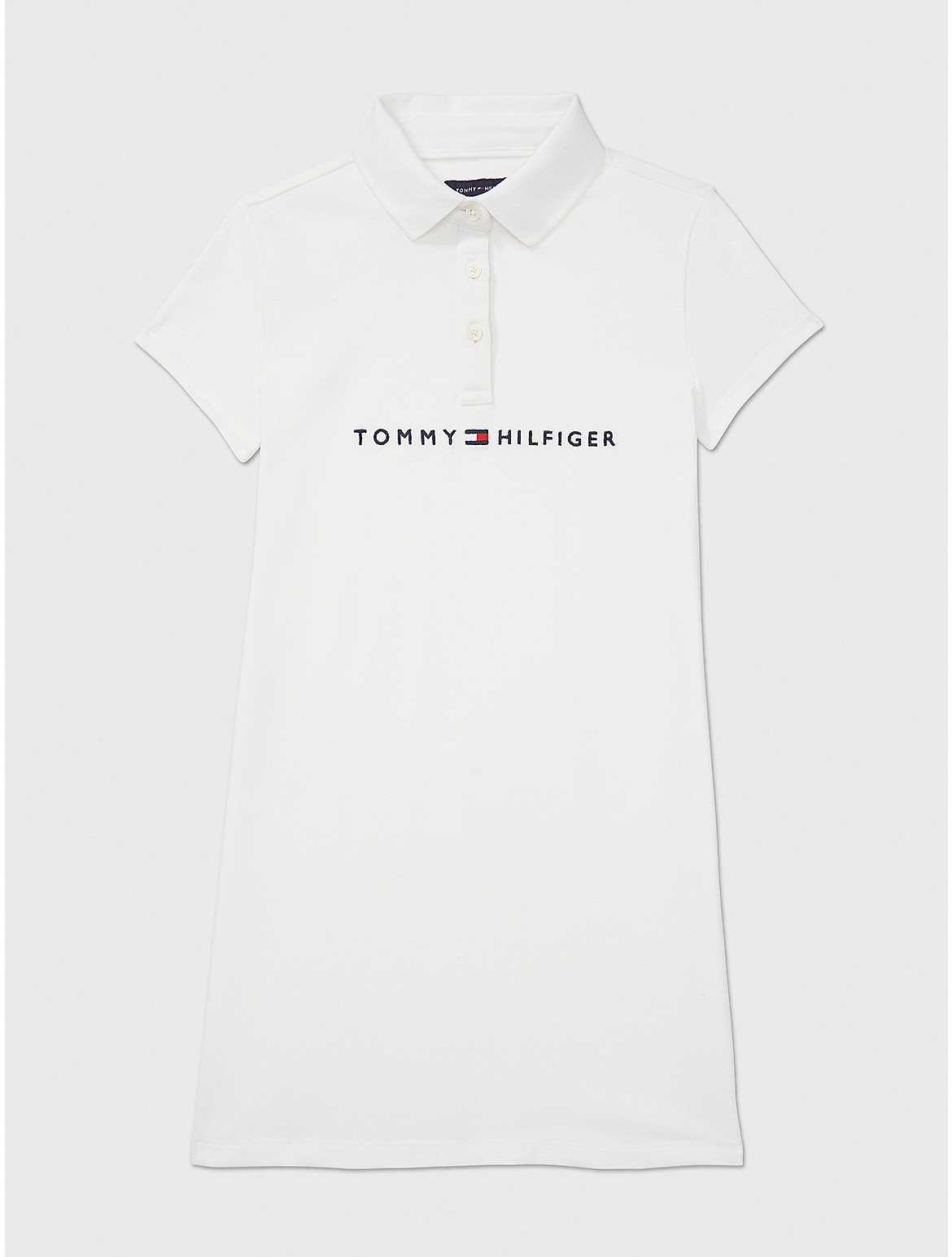 Tommy Hilfiger Girls' Kids' Embroidered Tommy Logo Dress - White - L