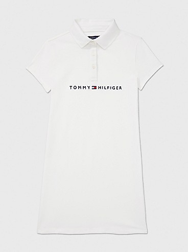 타미 힐피거 Tommy Hilfiger Kids Classic Polo Dress,BRIGHT WHITE