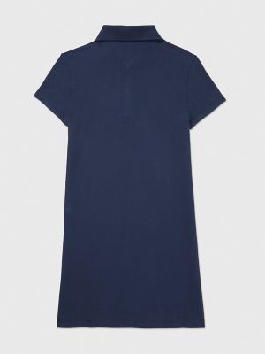 Kids' Embroidered Tommy Logo Polo Dress, Cobalt Sapphire