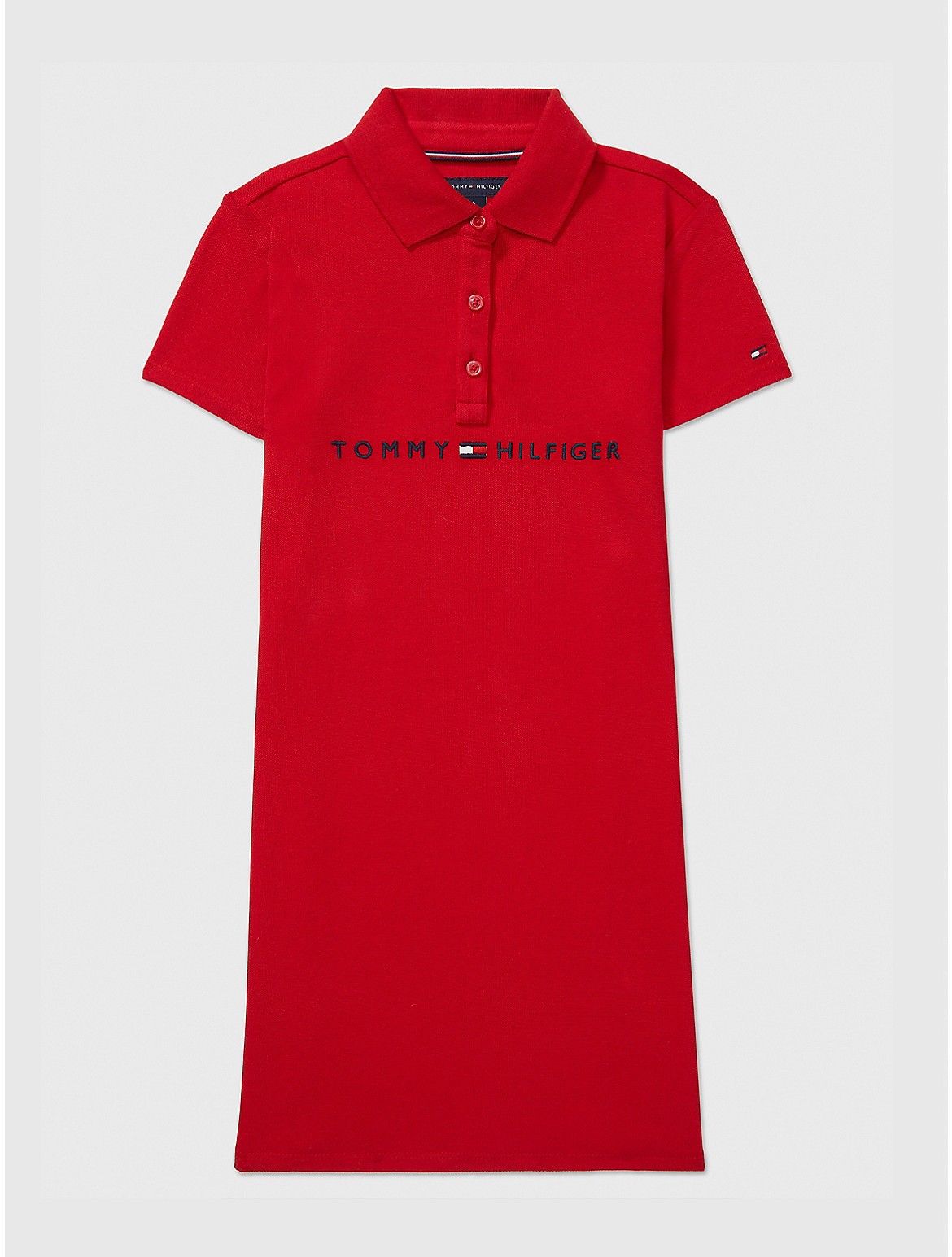 Tommy Hilfiger Girls' Kids' Embroidered Tommy Logo Dress - Red - L
