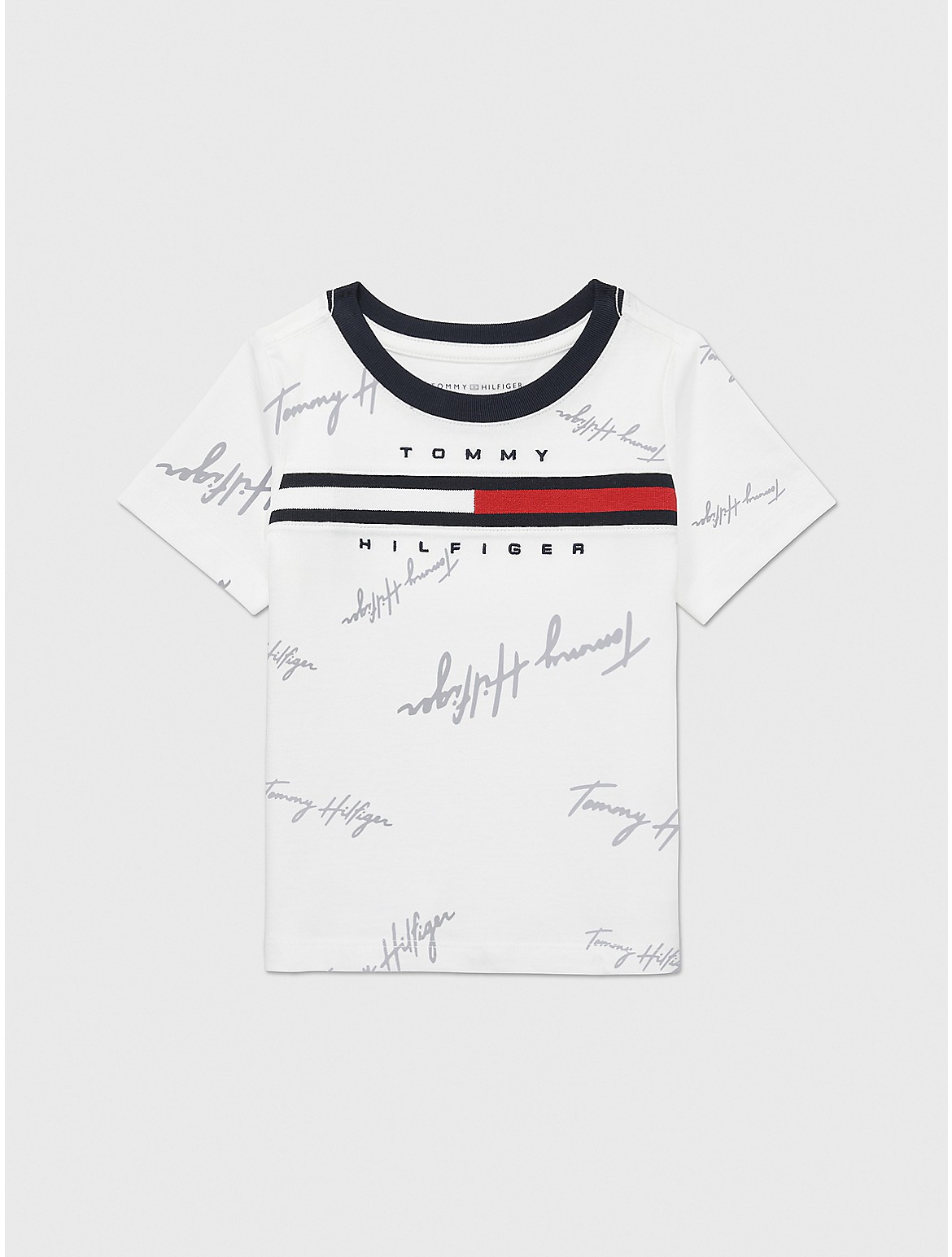 Tommy Hilfiger Boys' Babies' Signature Flag Stripe Logo T-Shirt - White - 18M