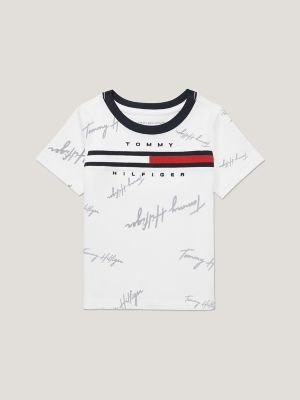 Babies' Signature Flag Stripe Logo T-Shirt, Bright White