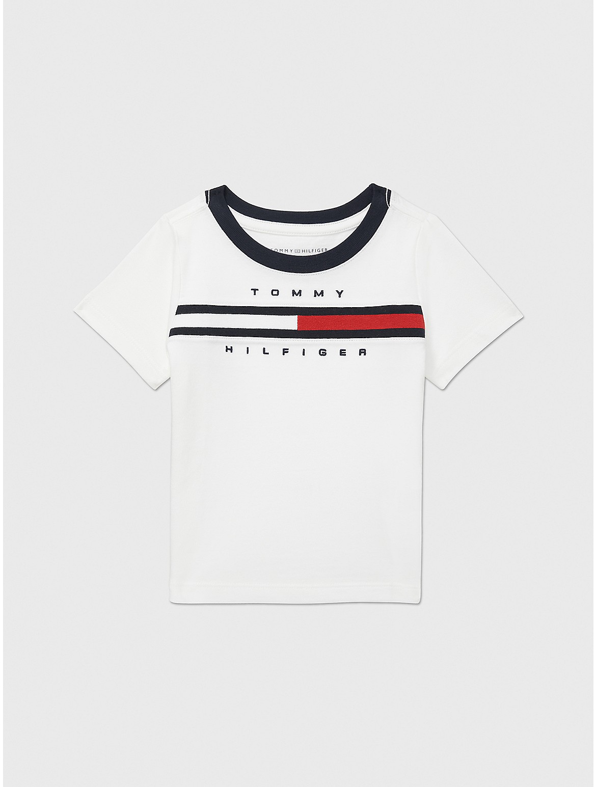 Tommy Hilfiger Boys' Babies' Flag Stripe Logo T-Shirt - White - 12M