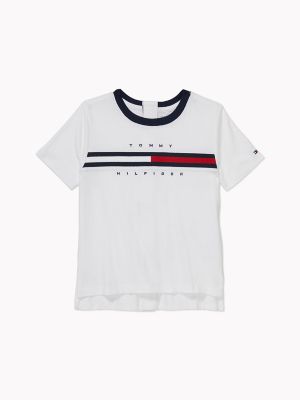Kids' Seated Fit Logo Stripe T-Shirt, Bright White