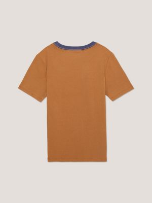 TOMMY HILFIGER - Men's basic T-shirt with flag - Orange - OT