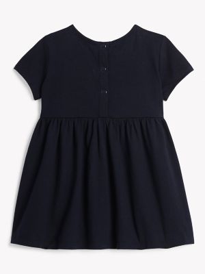 Babies' Short-Sleeve Circle Logo Dress, Navy