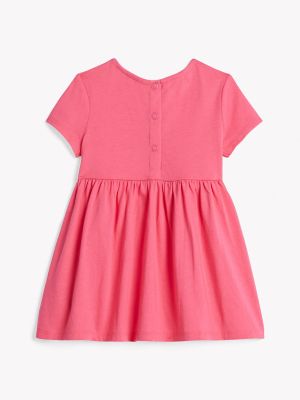 Babies' Short-Sleeve Circle Logo Dress, Fandango Pink