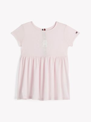 Babies' Short-Sleeve Circle Logo Dress, Light Pink