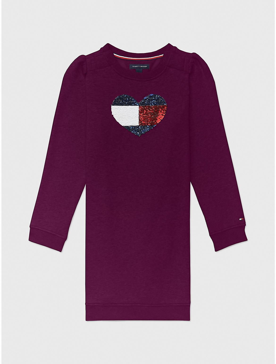 Tommy Hilfiger Girls' Heart Sequins Sweatshirt Dress - Purple - XS