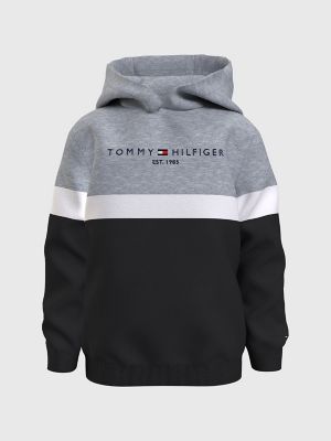 Kids' Tommy Logo Colorblock Hoodie, Black