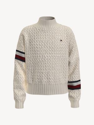 Kids' Chunky Mockneck Sweater, Ivory Petal
