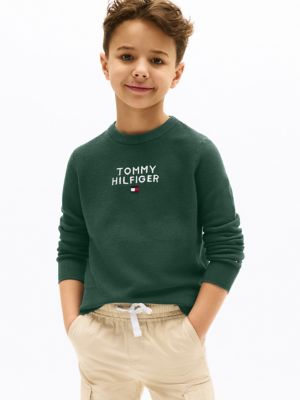 Chandail à logo Hilfiger pour enfants, vert ornemental