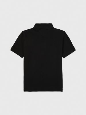 Kids' Solid Stretch Polo, Black
