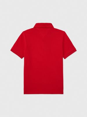 Kids' Solid Stretch Polo, Primary Red