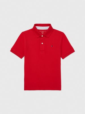 Kids' Solid Stretch Polo, Primary Red