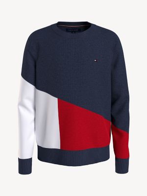 Tommy Hilfiger, Boys Essential Colour Block Sweater, Navy C87