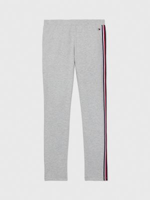 Kids' Stripe Legging, Mid Grey Heather