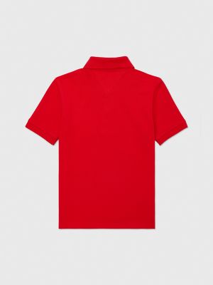 Kids' Solid Stretch Polo, Primary Red