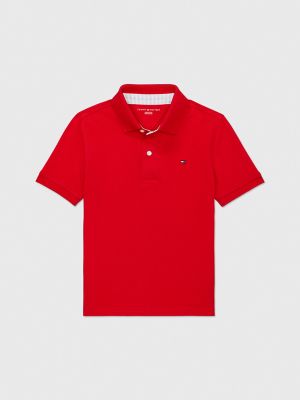 Kids' Solid Stretch Polo, Primary Red