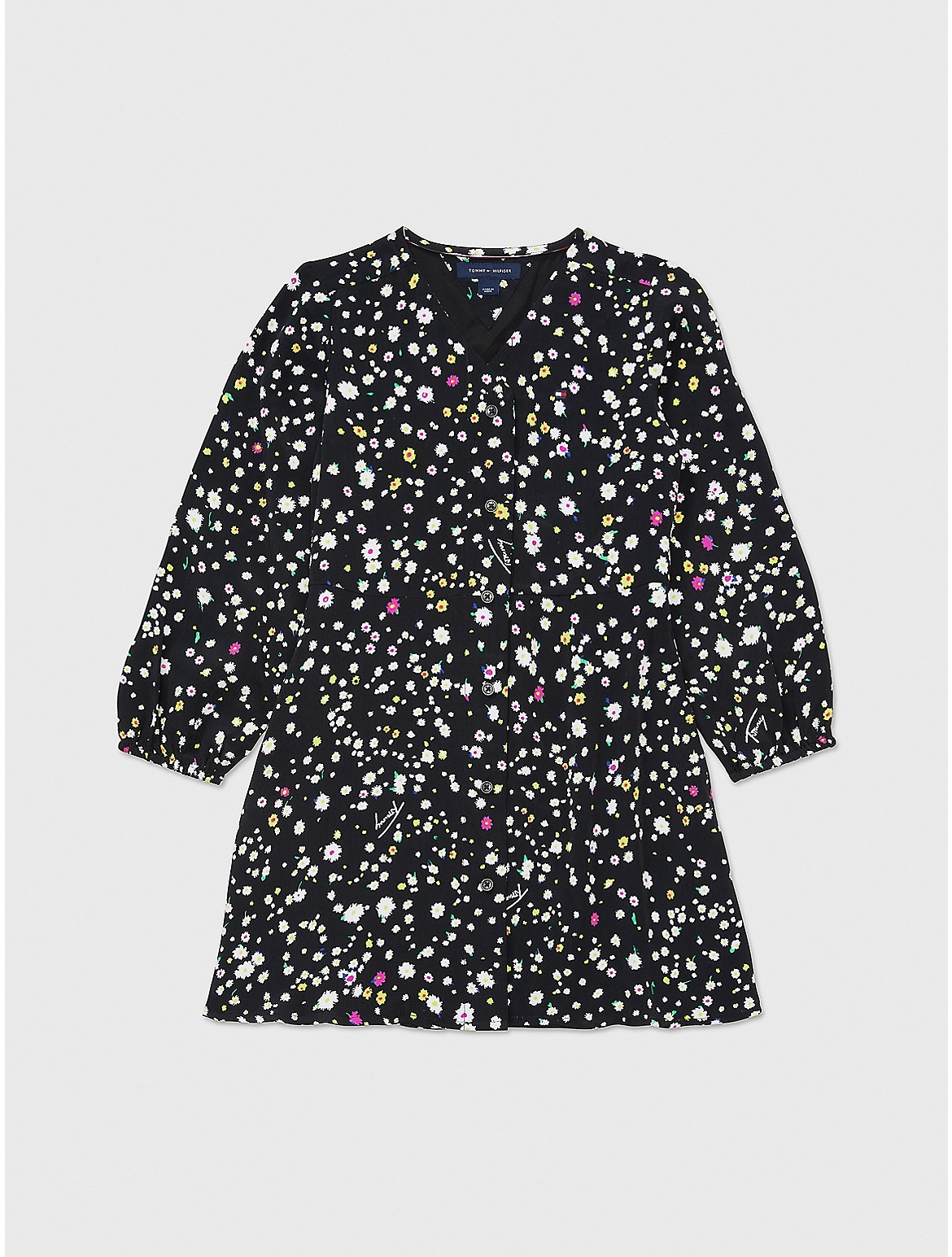 Tommy Hilfiger Girls' Floral Print Dress - Black - 12