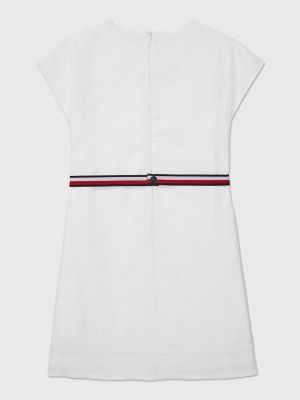 Kids' Logo Stripe Dress, Fresh White
