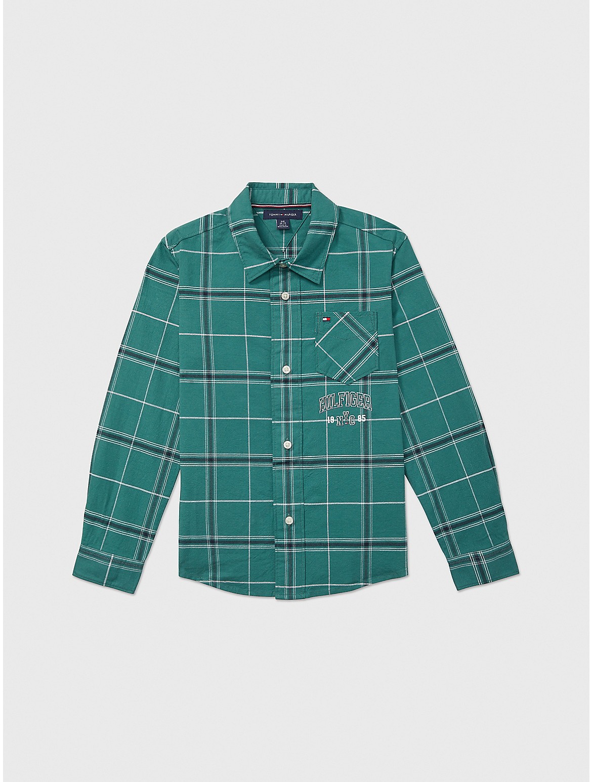 Tommy Hilfiger Boys' Check Oxford Shirt - Green - L