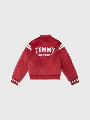 Varsity Bomber Jacket, Deep Sea Rose
