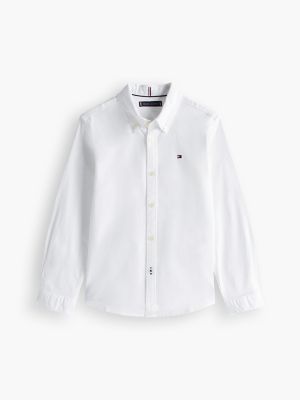 Детская рубашка Tommy Hilfiger Stretch Oxford, цвет: Оптический белый — фото 5