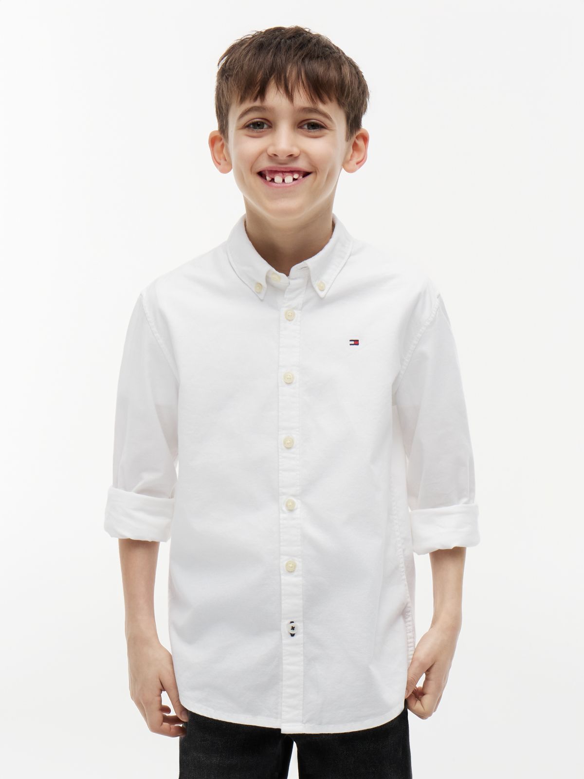 Kids' Stretch Oxford Shirt — Optic White