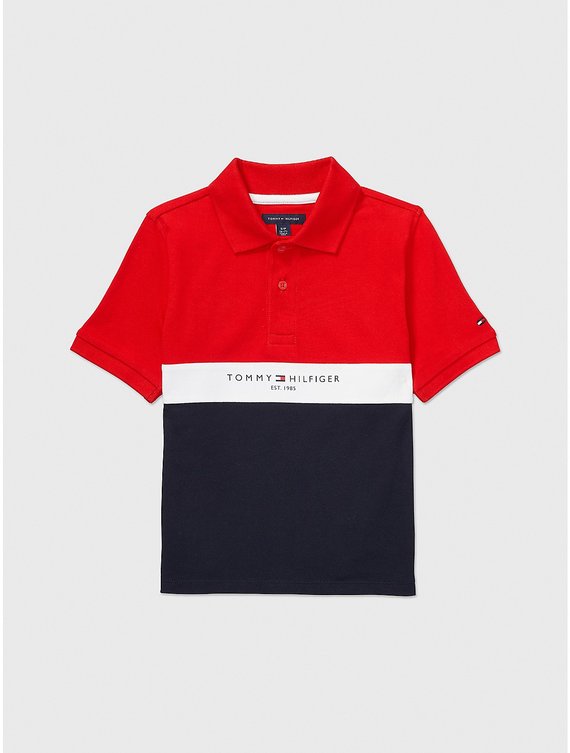 Tommy Hilfiger Boys' Seated Fit Flag Block Polo - Red - XS